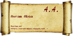 Avram Absa névjegykártya